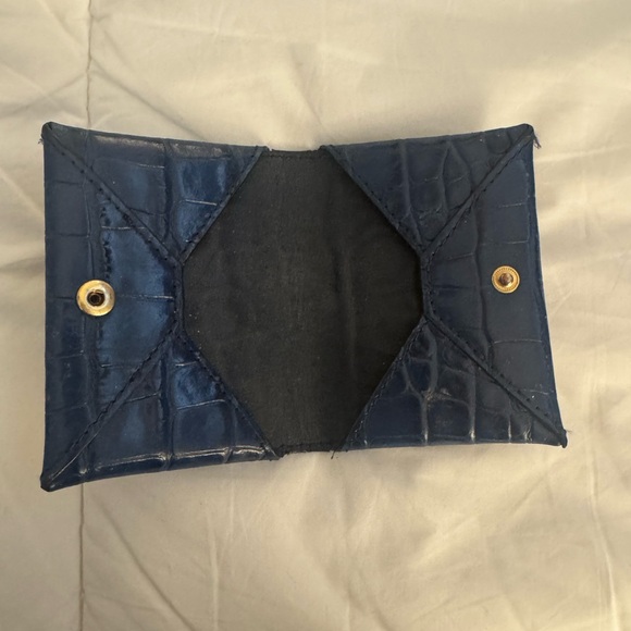 Tory Burch Dark Blue Croc-Embossed Wallet - Picture 2 of 2